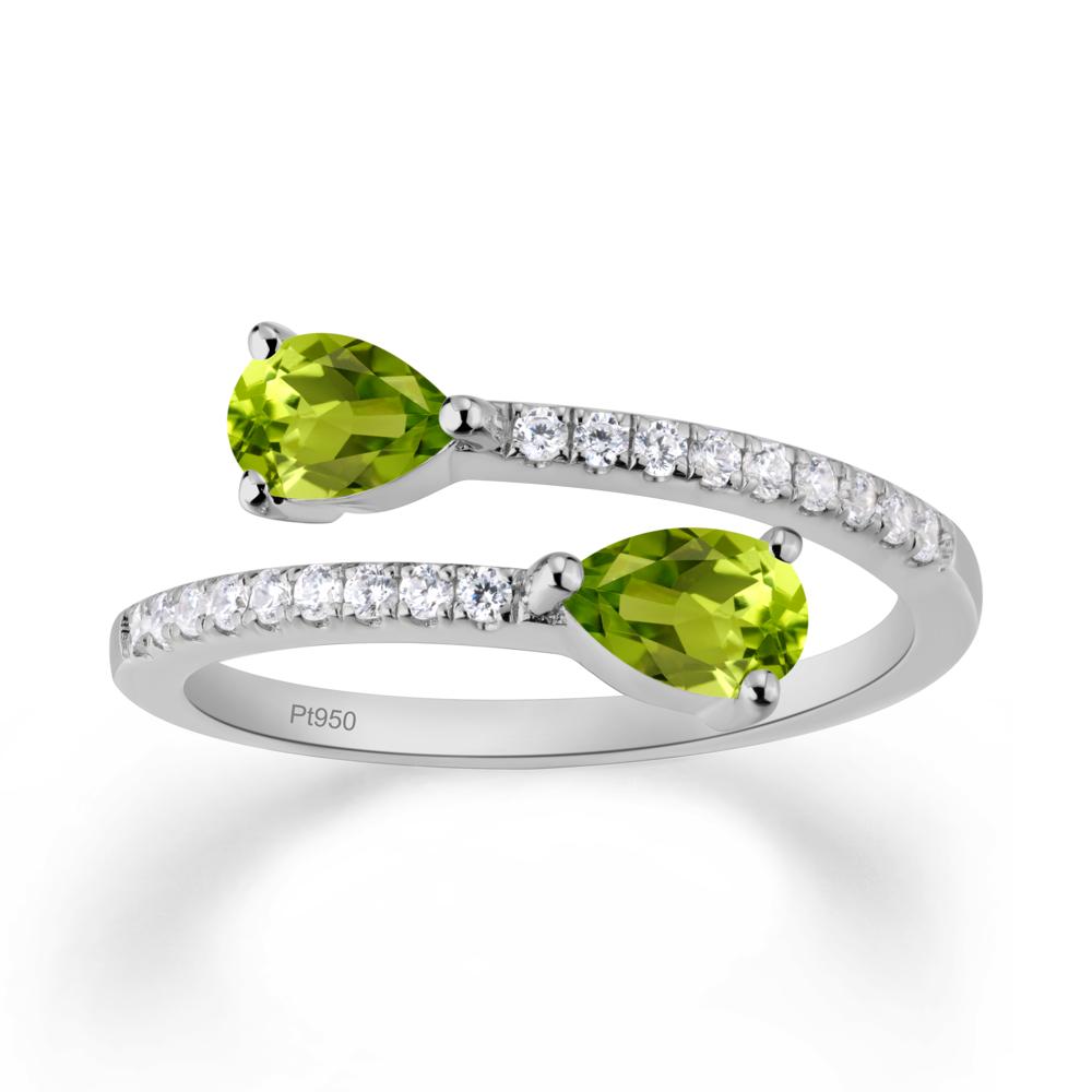 Two Stone Peridot Open Ring - LUO Jewelry #metal_platinum