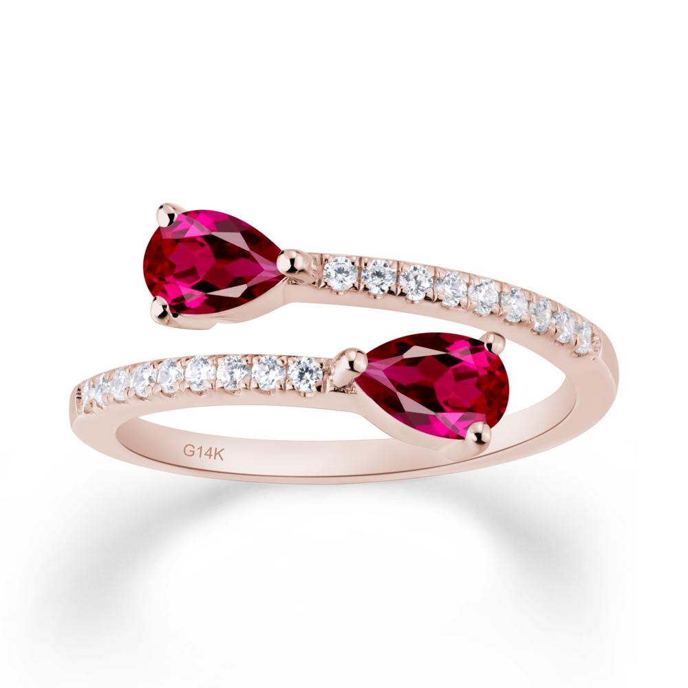 Two Stone Ruby Open Ring - LUO Jewelry #metal_14k rose gold