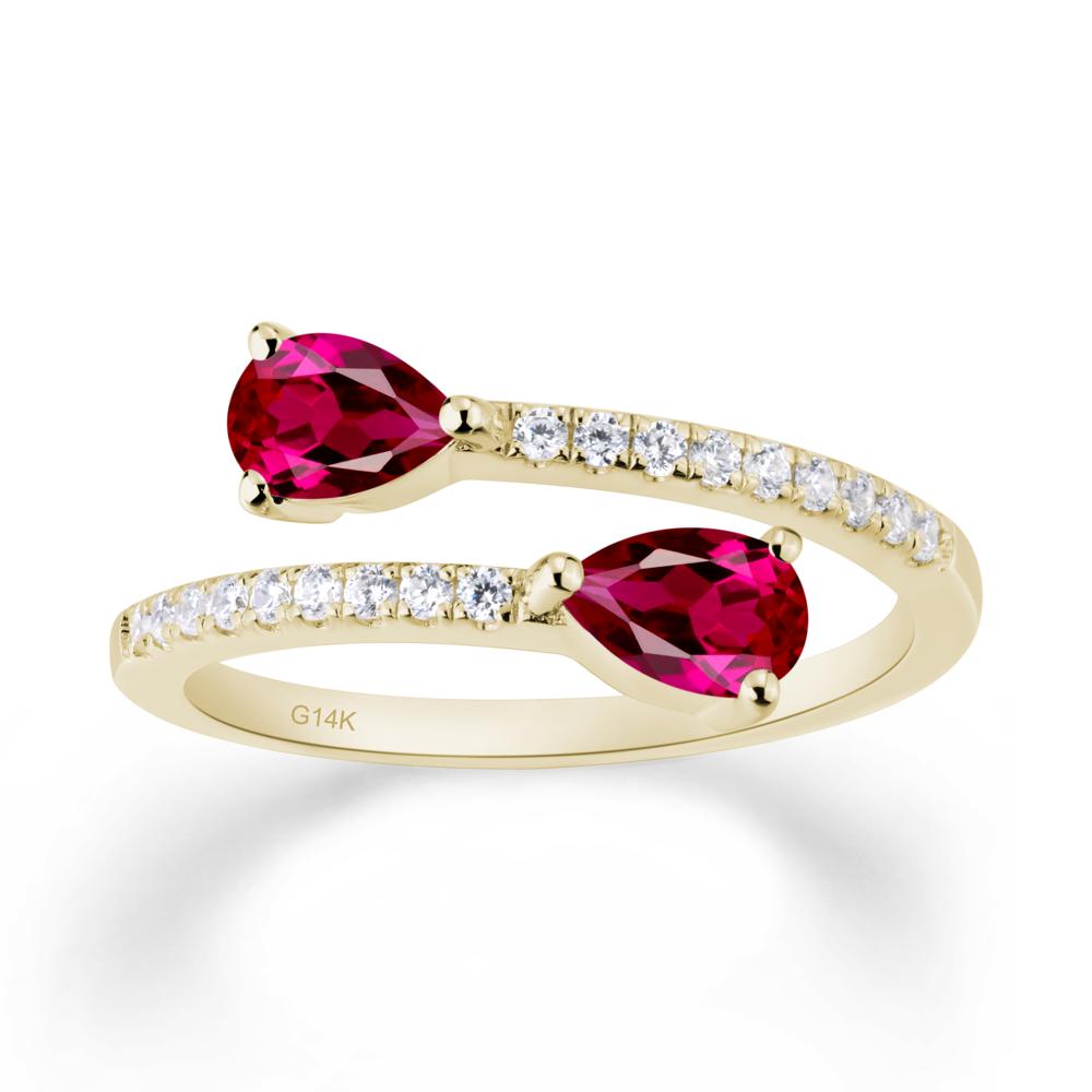 Two Stone Ruby Open Ring - LUO Jewelry #metal_14k yellow gold