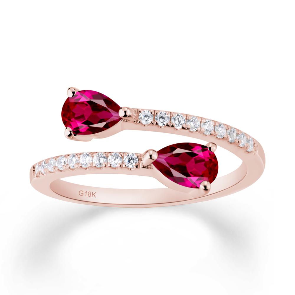 Two Stone Ruby Open Ring - LUO Jewelry #metal_18k rose gold