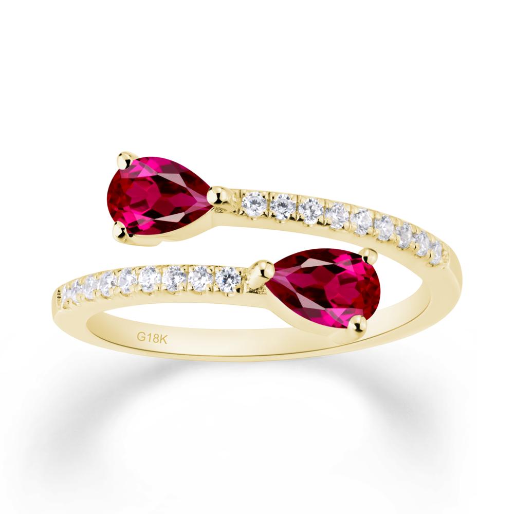 Two Stone Ruby Open Ring - LUO Jewelry #metal_18k yellow gold