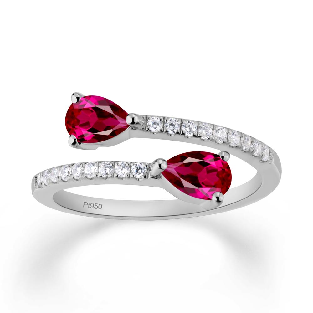 Two Stone Ruby Open Ring - LUO Jewelry #metal_platinum