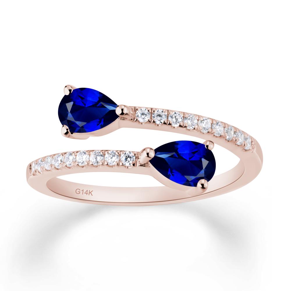 Two Stone Sapphire Open Ring | LUO Jewelry #metal_14k rose gold