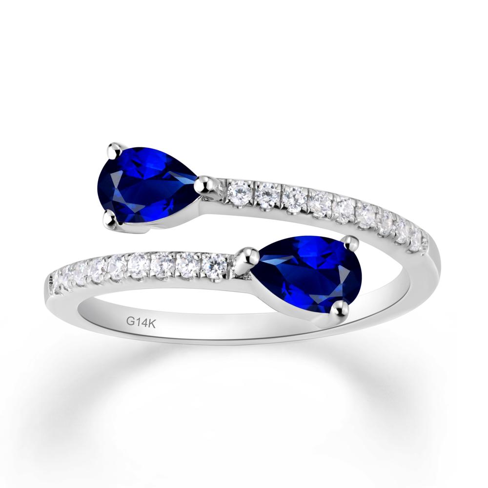 Two Stone Sapphire Open Ring | LUO Jewelry #metal_14k white gold