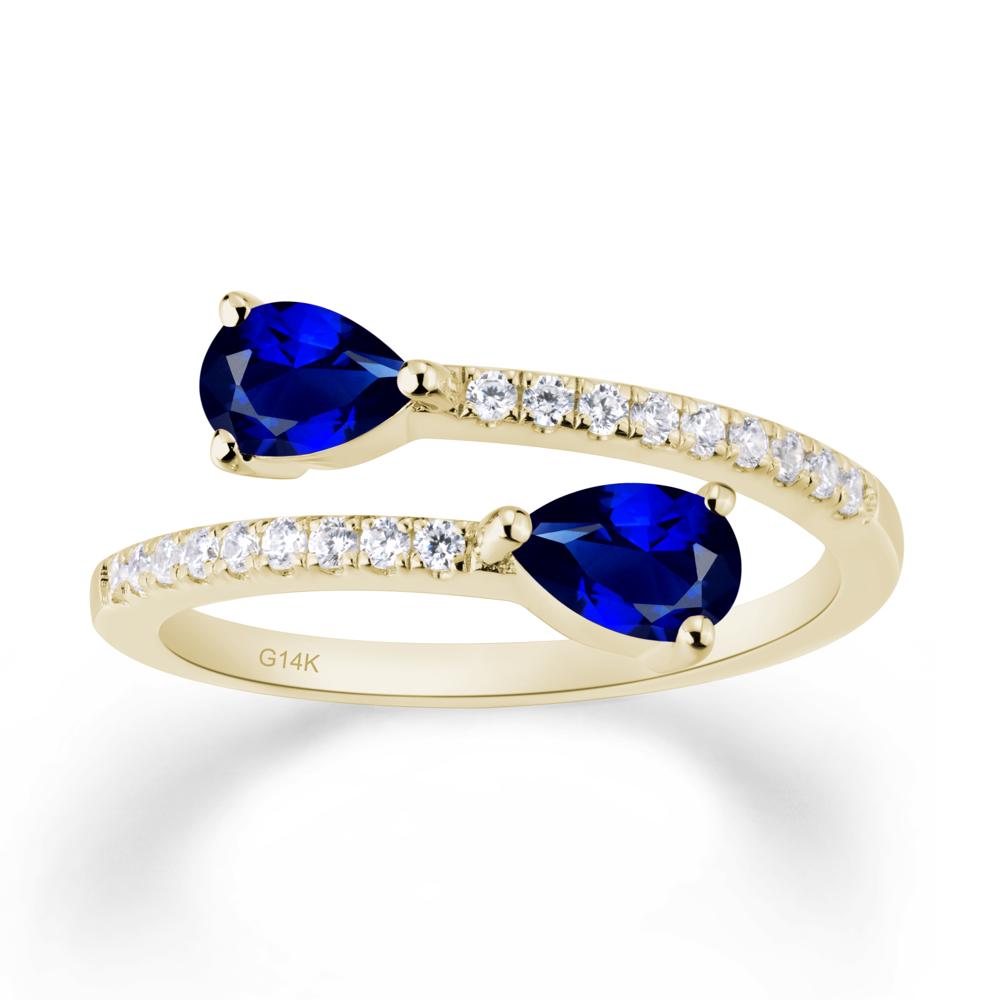 Two Stone Sapphire Open Ring | LUO Jewelry #metal_14k yellow gold