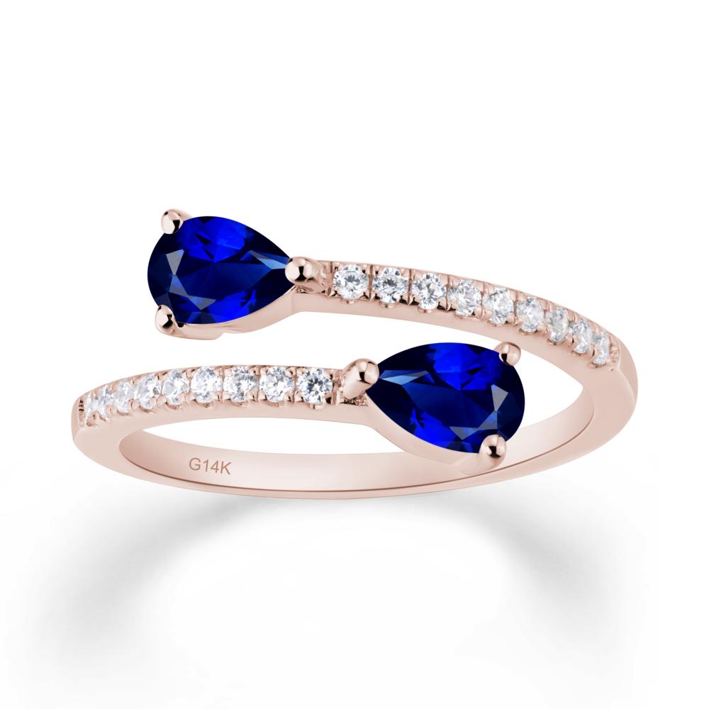 Two Stone Sapphire Open Ring - LUO Jewelry #metal_14k rose gold