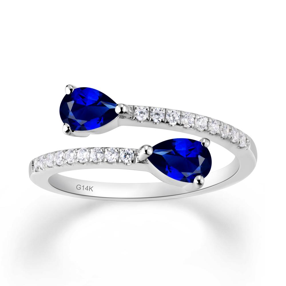 Two Stone Sapphire Open Ring - LUO Jewelry #metal_14k white gold