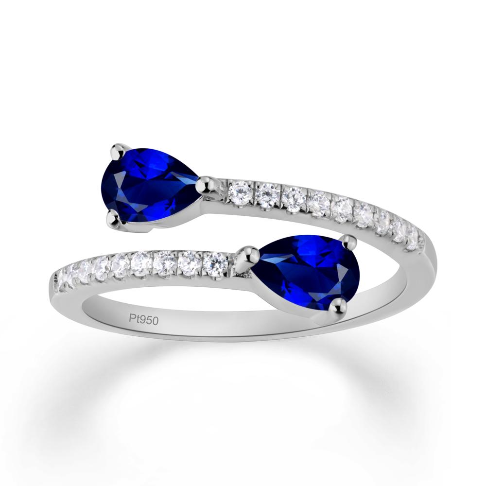 Two Stone Sapphire Open Ring - LUO Jewelry #metal_platinum