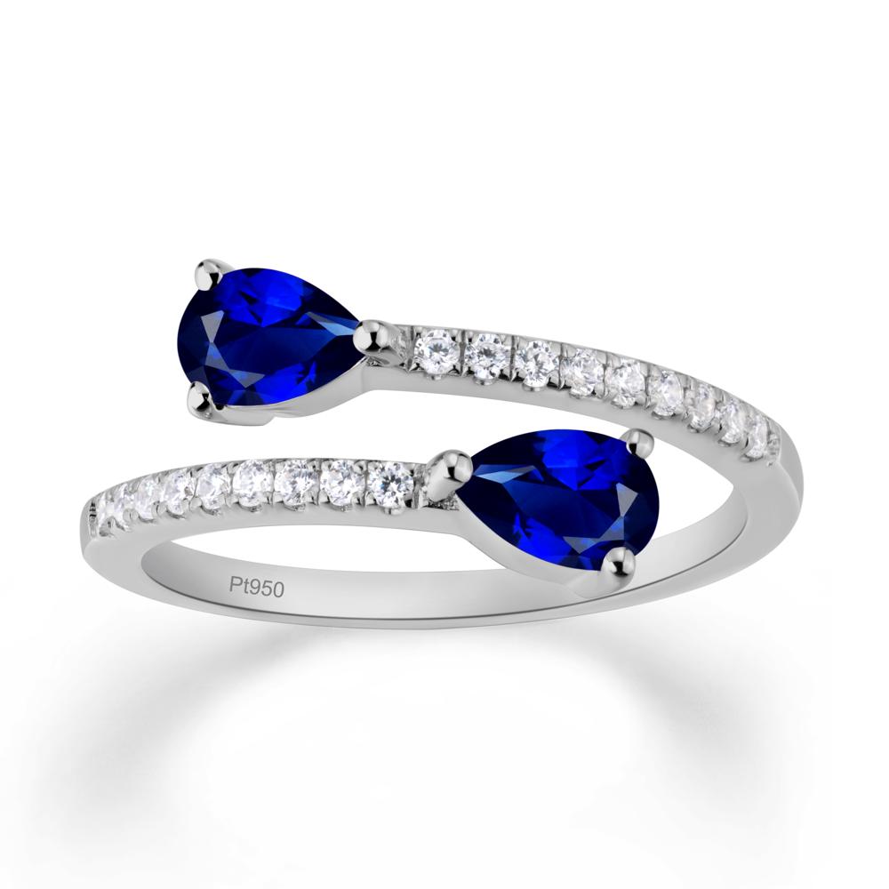 Two Stone Sapphire Open Ring | LUO Jewelry #metal_platinum