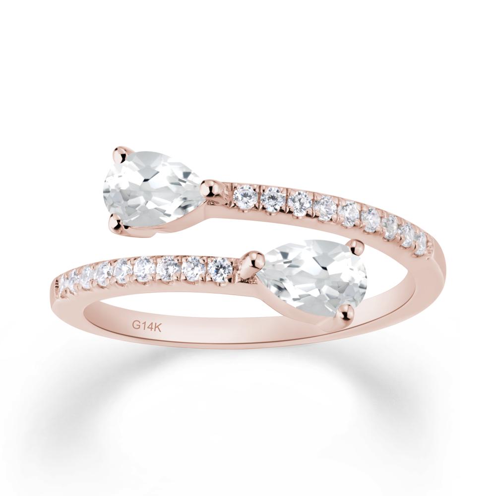 Two Stone White Topaz Open Ring - LUO Jewelry #metal_14k rose gold