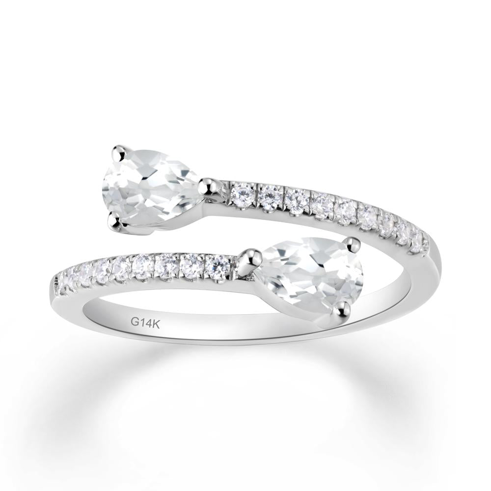 Two Stone White Topaz Open Ring - LUO Jewelry #metal_14k white gold