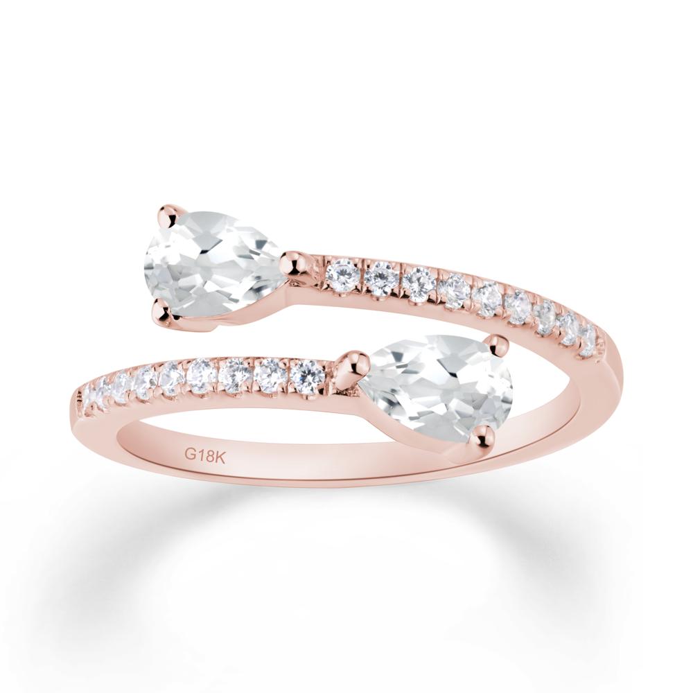 Two Stone White Topaz Open Ring - LUO Jewelry #metal_18k rose gold