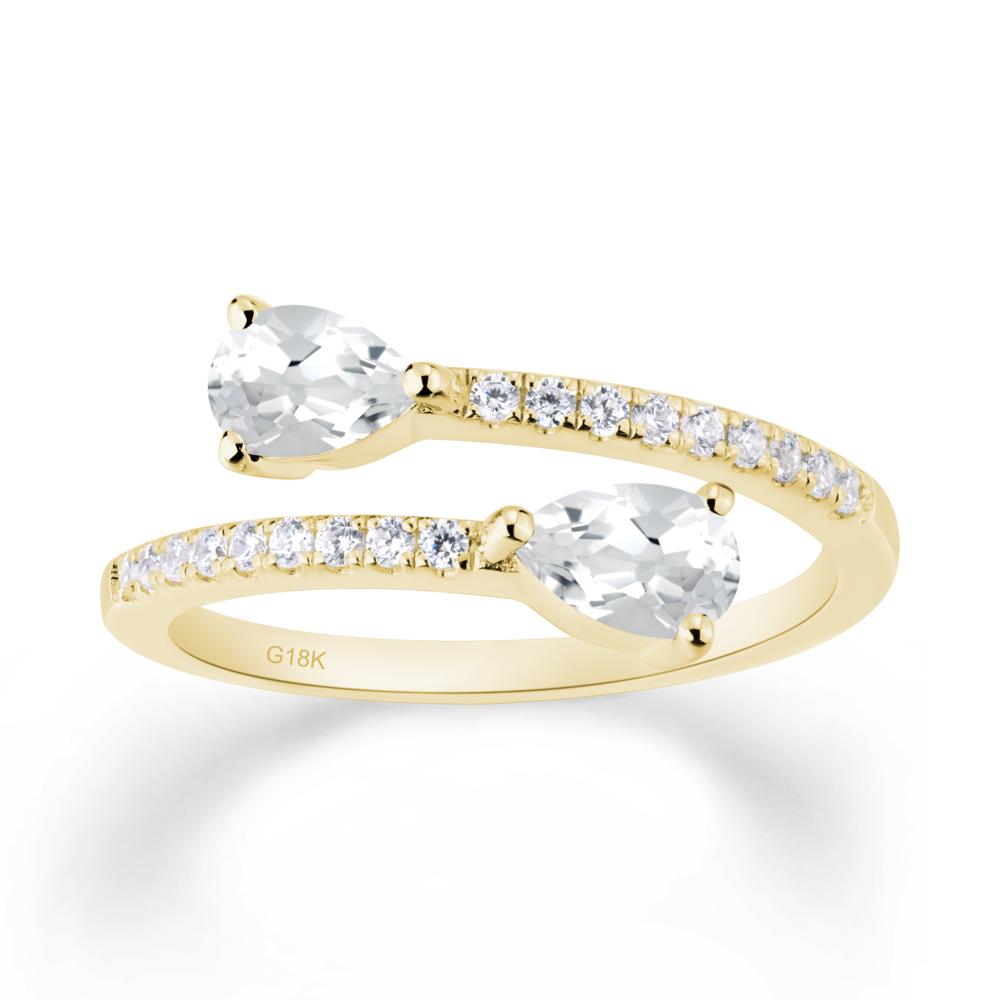 Two Stone White Topaz Open Ring - LUO Jewelry #metal_18k yellow gold