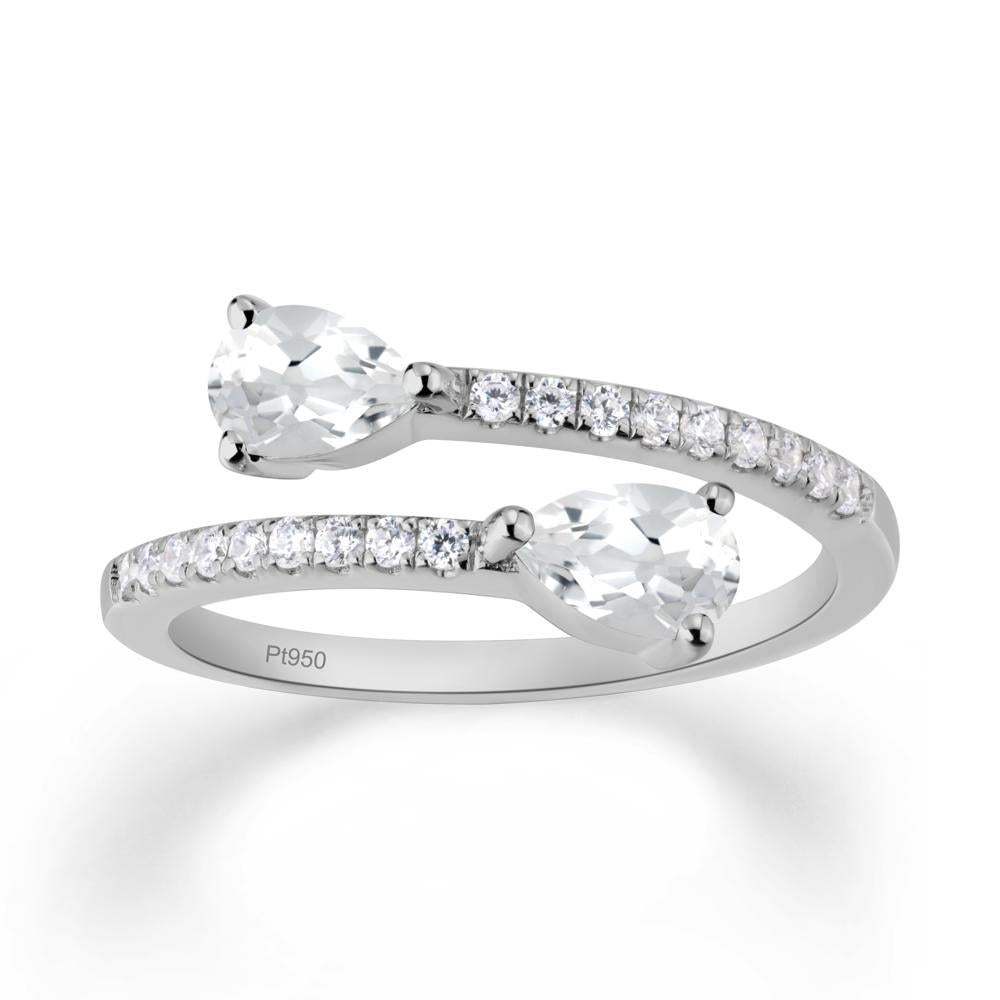 Two Stone White Topaz Open Ring - LUO Jewelry #metal_platinum