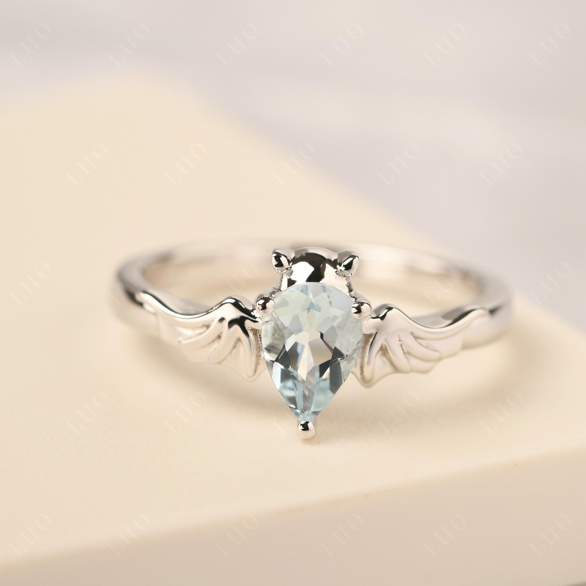 Aquamarine Gothic Promise Ring - LUO Jewelry 