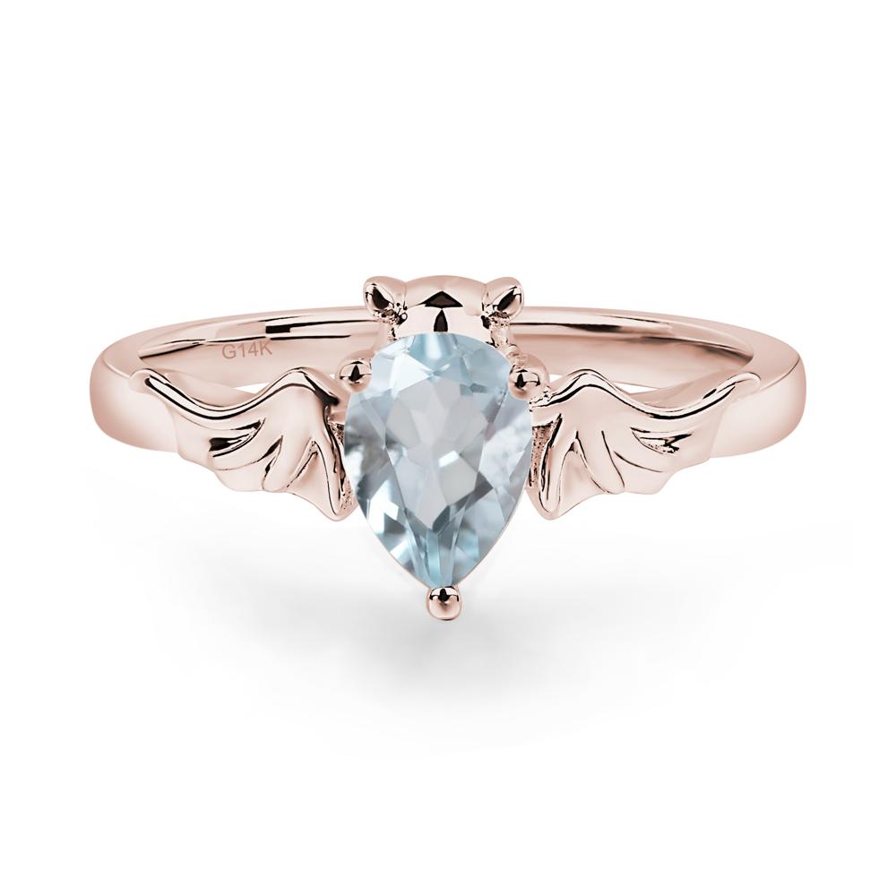 Aquamarine Gothic Promise Ring - LUO Jewelry #metal_14k rose gold