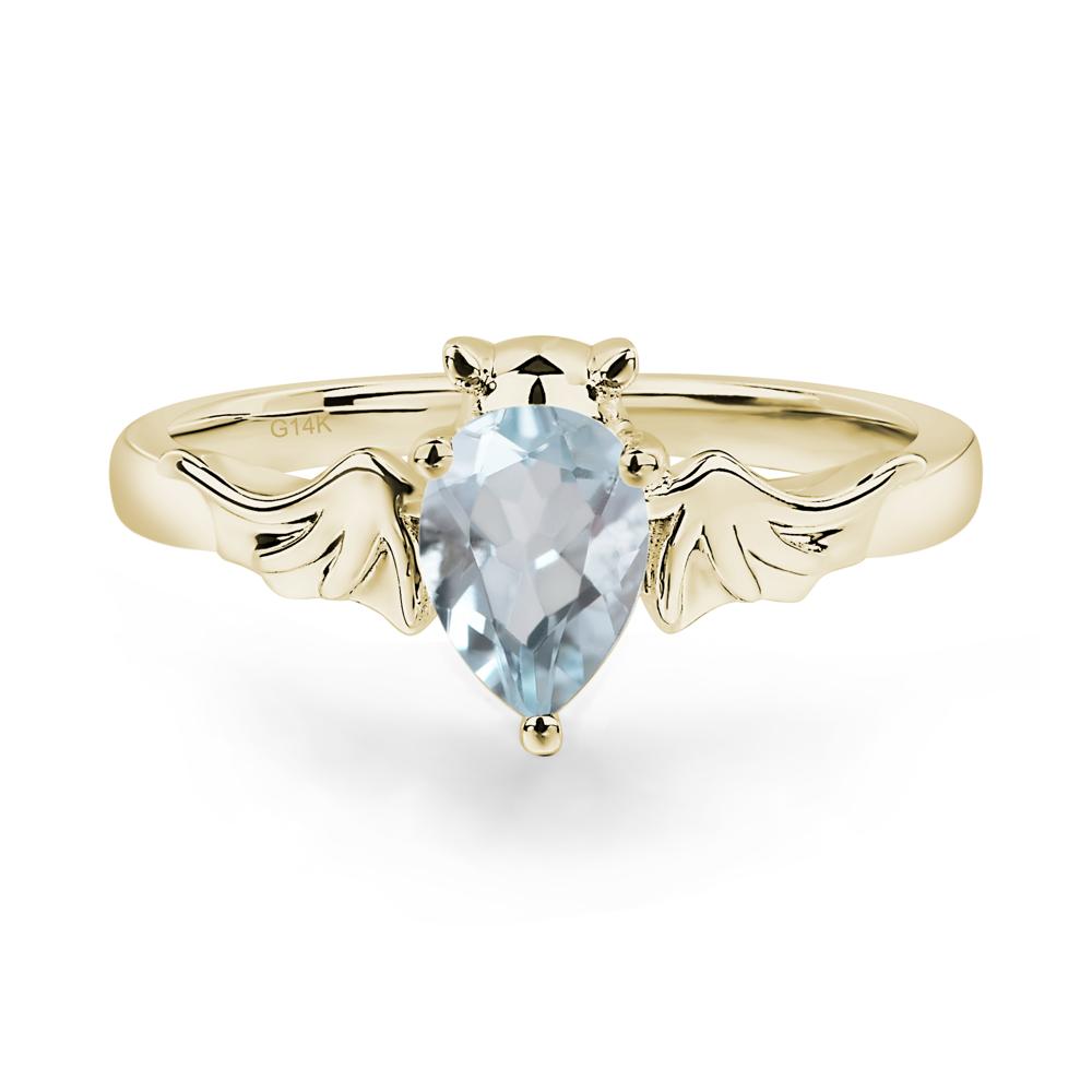 Aquamarine Gothic Promise Ring - LUO Jewelry #metal_14k yellow gold