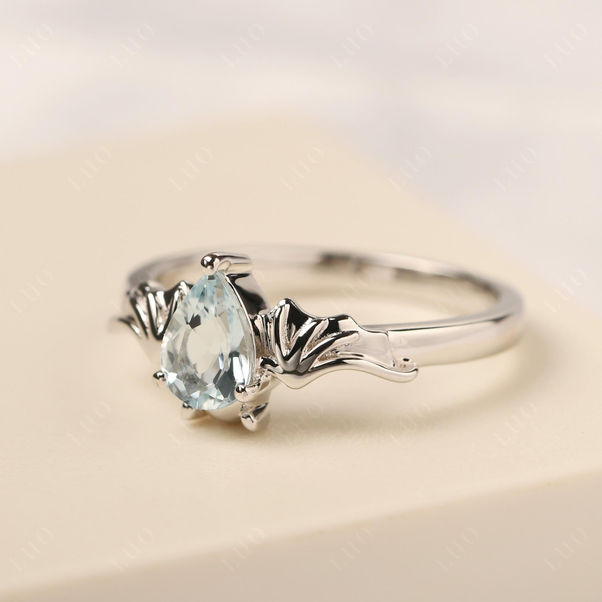 Aquamarine Gothic Promise Ring - LUO Jewelry 