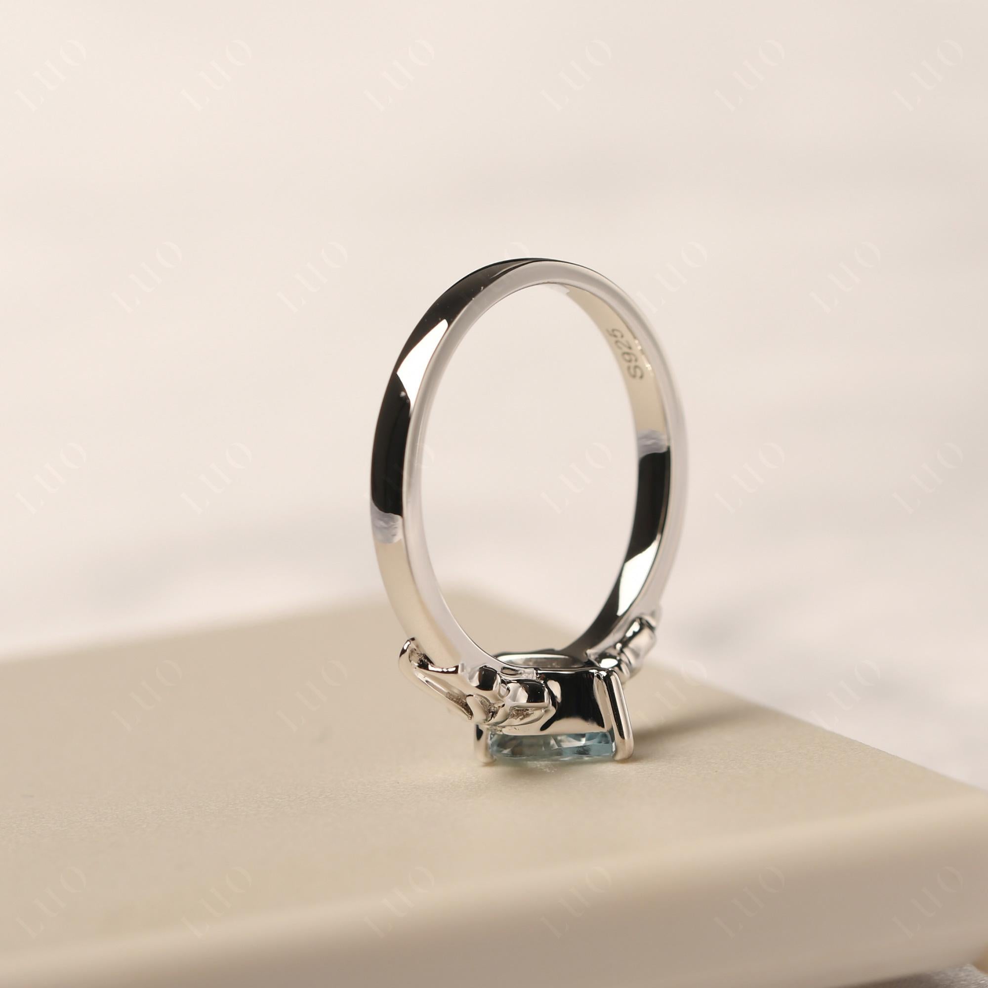 Aquamarine Gothic Promise Ring - LUO Jewelry 