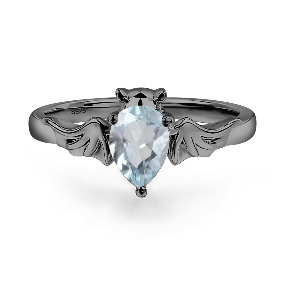 Aquamarine Gothic Promise Ring - LUO Jewelry #metal_black finish sterling silver