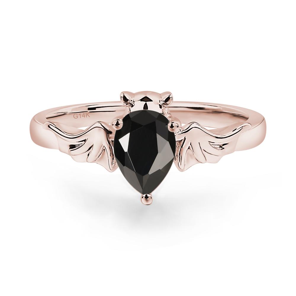 Black Spinel Bat Ring - LUO Jewelry #metal_14k rose gold