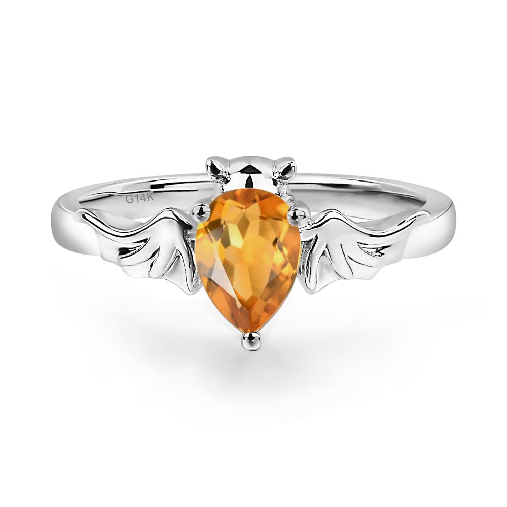 Citrine Gothic Promise Ring - LUO Jewelry #metal_14k white gold