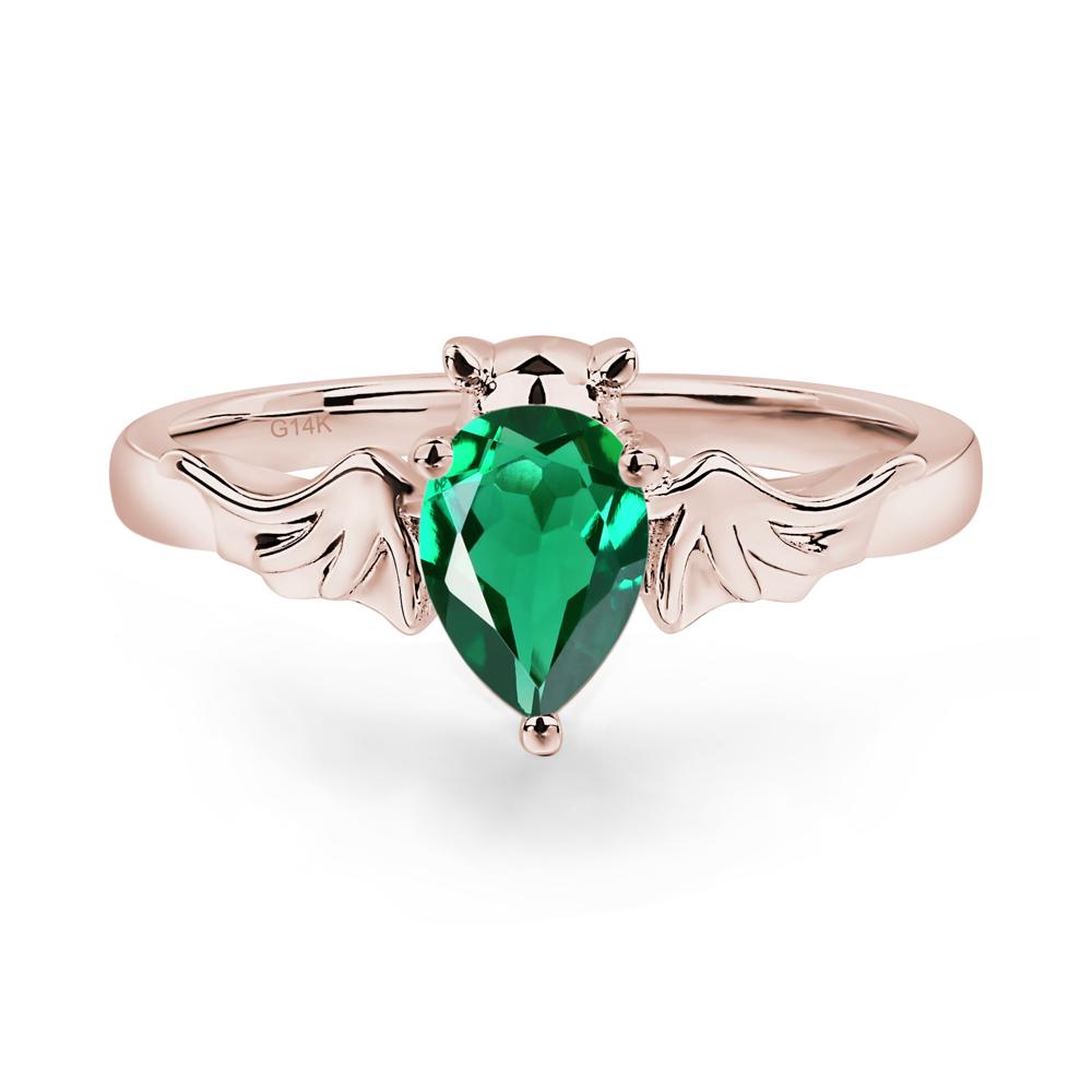 Emerald Bat Engagement Ring - LUO Jewelry #metal_14k rose gold