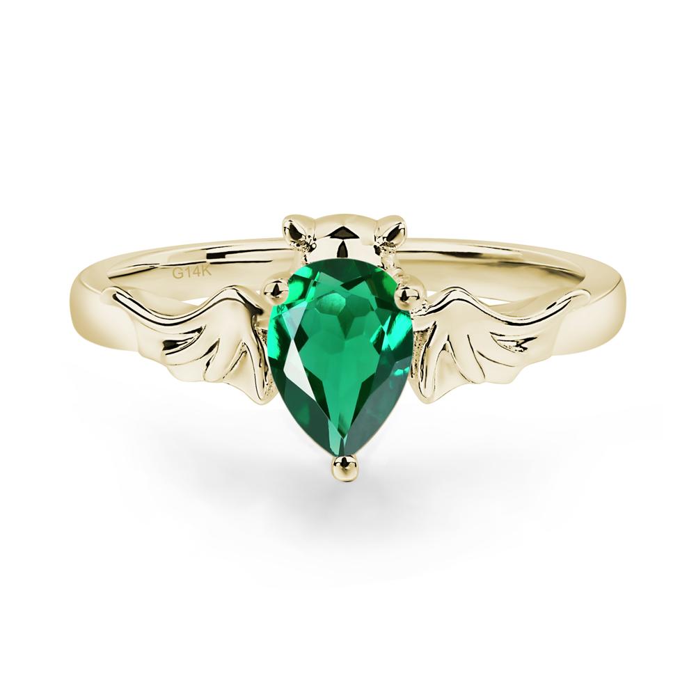 Emerald Bat Engagement Ring - LUO Jewelry #metal_14k yellow gold