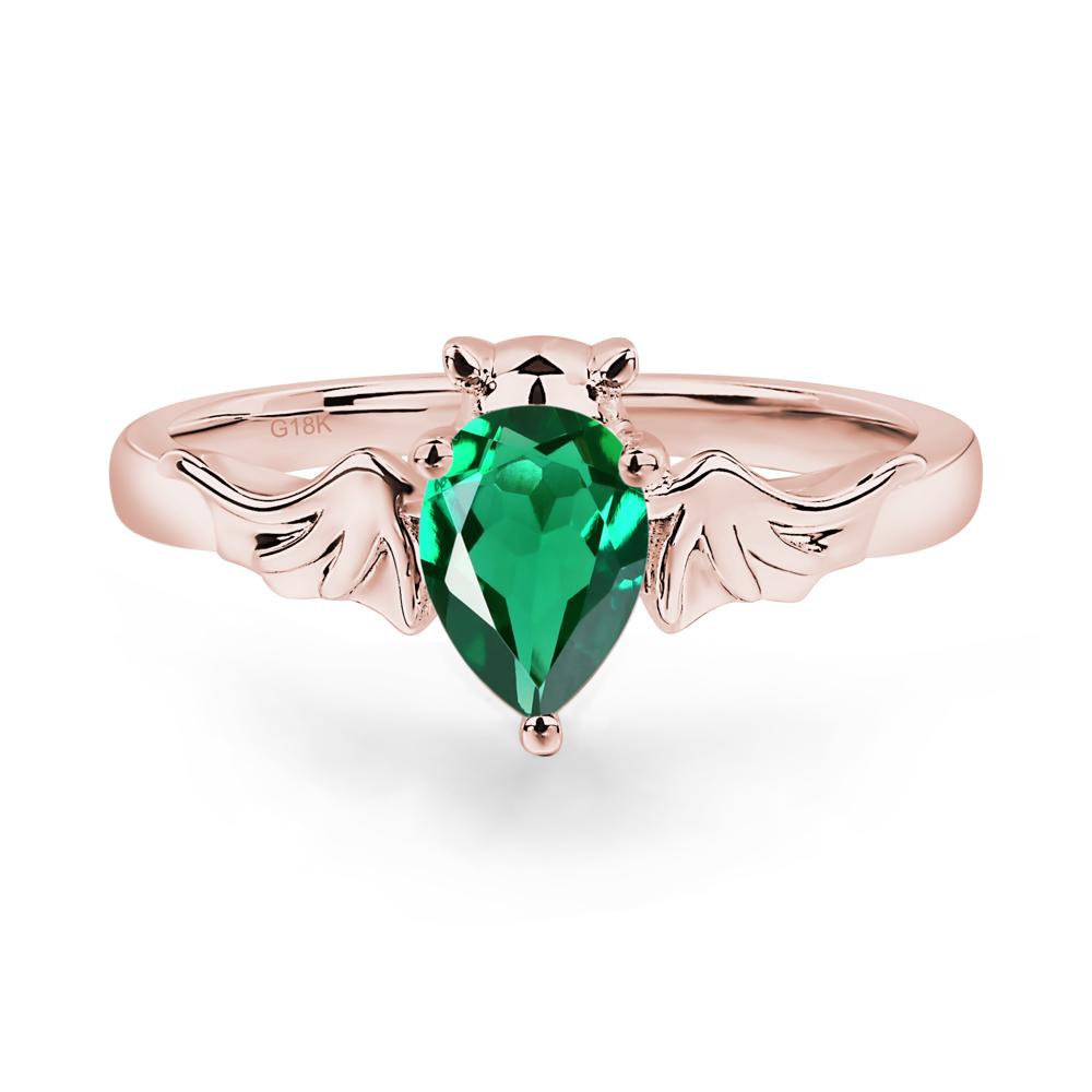 Emerald Bat Engagement Ring - LUO Jewelry #metal_18k rose gold