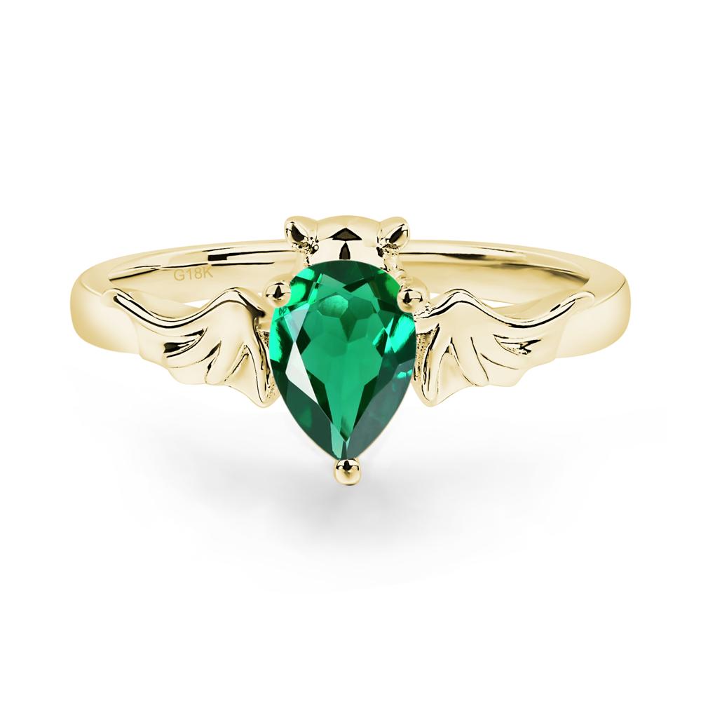 Emerald Bat Engagement Ring - LUO Jewelry #metal_18k yellow gold