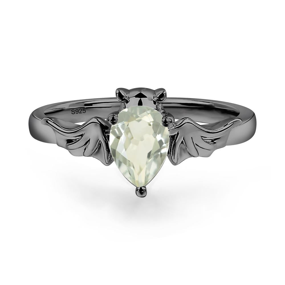 Green Amethyst Gothic Promise Ring - LUO Jewelry #metal_black finish sterling silver