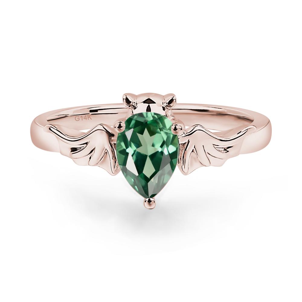 Green Sapphire Bat Engagement Ring - LUO Jewelry #metal_14k rose gold