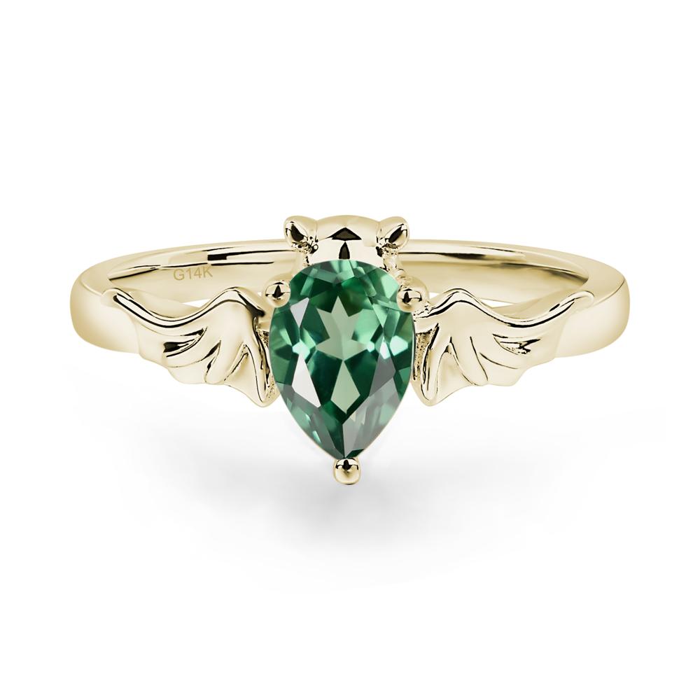 Green Sapphire Bat Engagement Ring - LUO Jewelry #metal_14k yellow gold