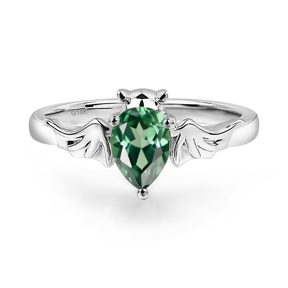 Green Sapphire Bat Engagement Ring - LUO Jewelry #metal_18k white gold