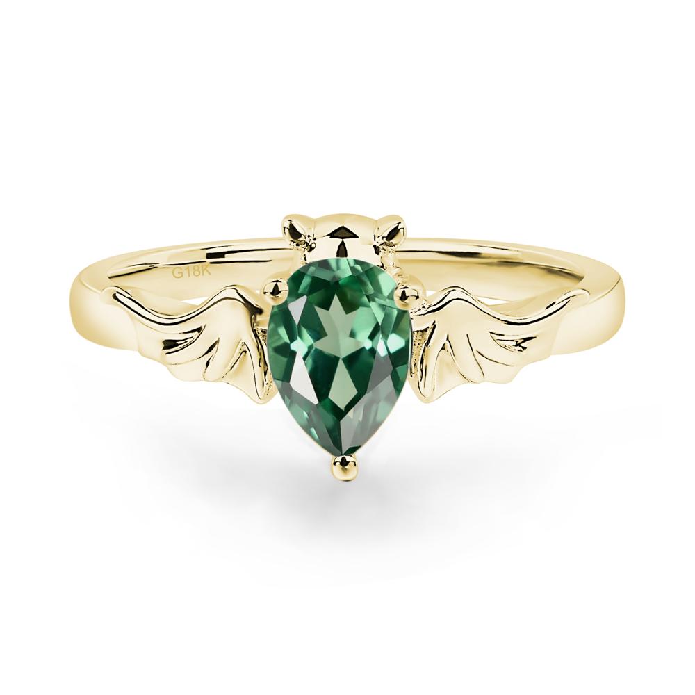 Green Sapphire Bat Engagement Ring - LUO Jewelry #metal_18k yellow gold