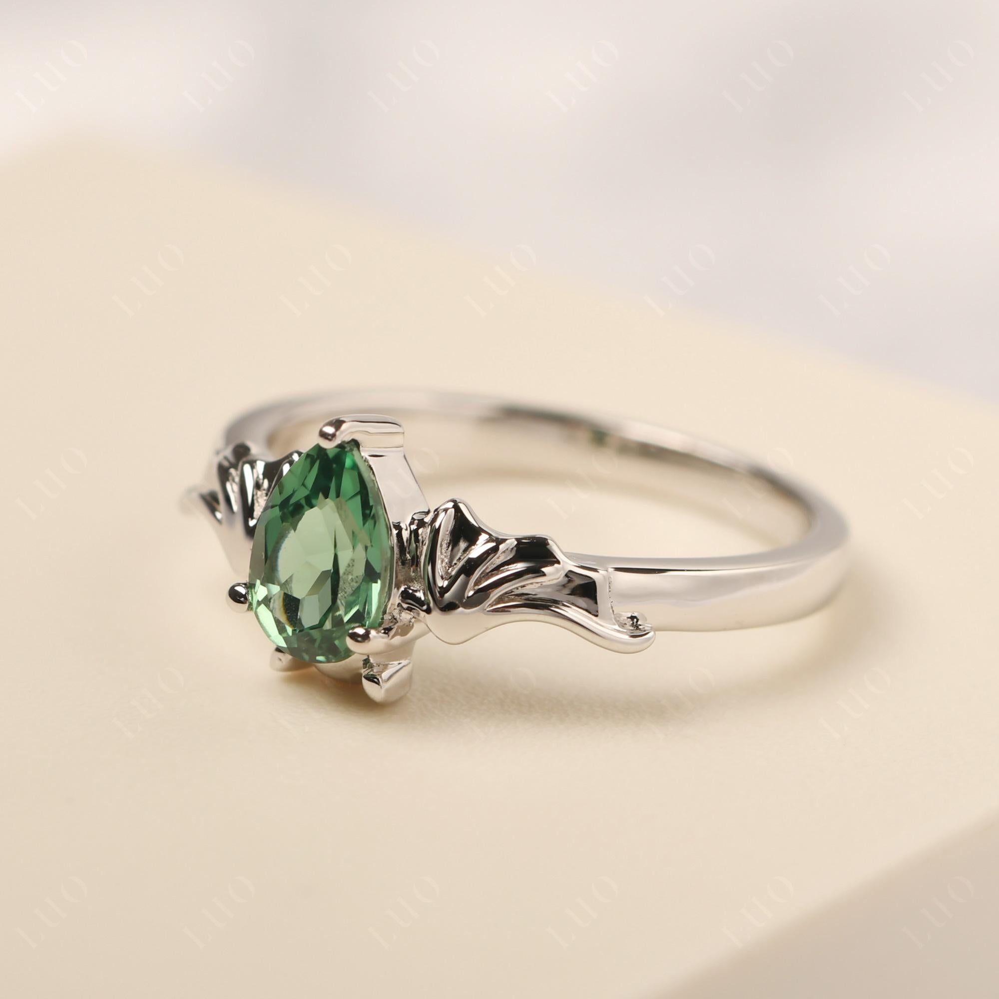 Green Sapphire Bat Engagement Ring - LUO Jewelry 