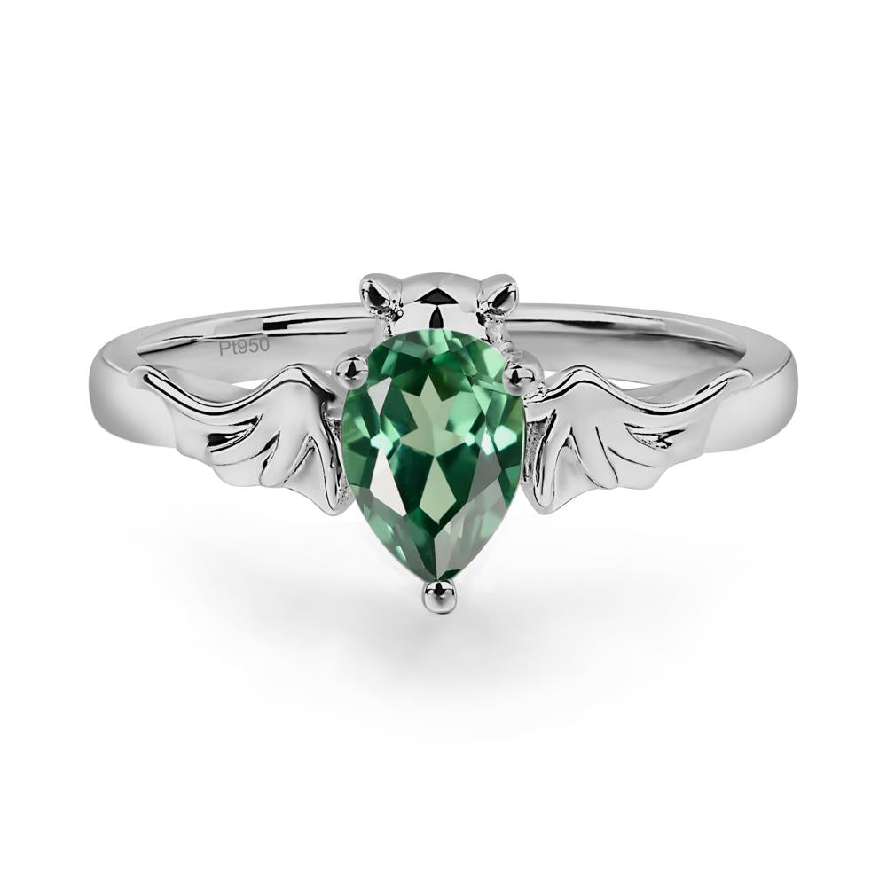 Green Sapphire Bat Engagement Ring - LUO Jewelry #metal_platinum