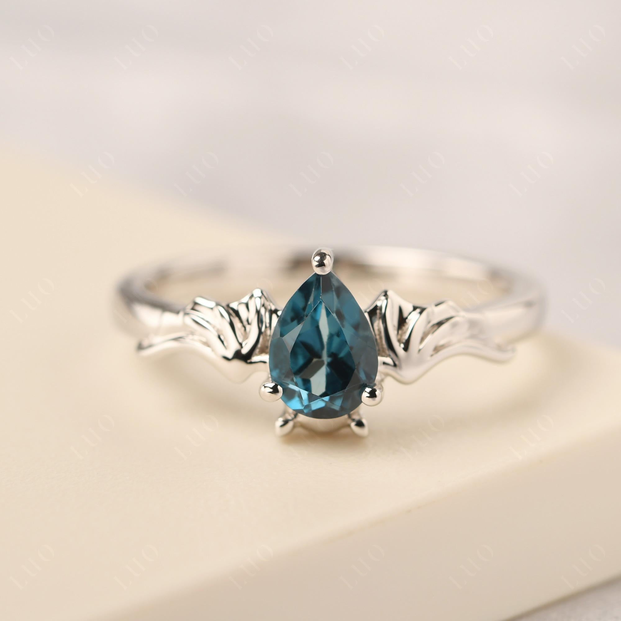 London Blue Topaz Gothic Promise Ring - LUO Jewelry 