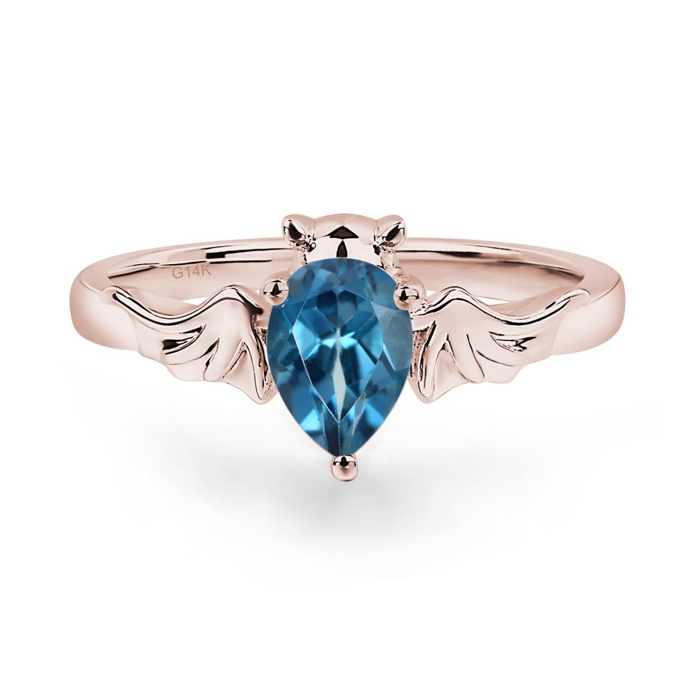 London Blue Topaz Gothic Promise Ring - LUO Jewelry #metal_14k rose gold