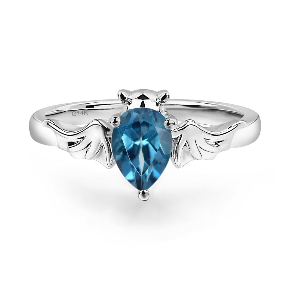 London Blue Topaz Gothic Promise Ring - LUO Jewelry #metal_14k white gold