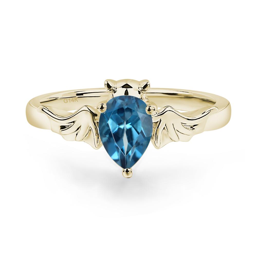 London Blue Topaz Gothic Promise Ring - LUO Jewelry #metal_14k yellow gold