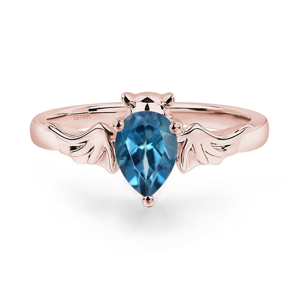 London Blue Topaz Gothic Promise Ring - LUO Jewelry #metal_18k rose gold