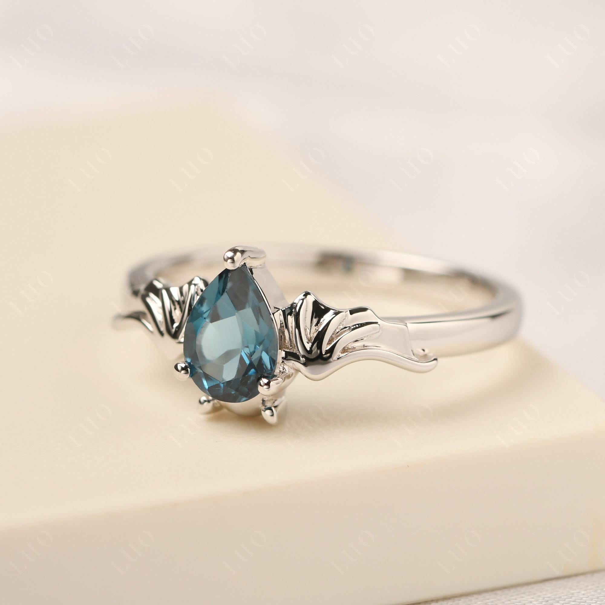 London Blue Topaz Gothic Promise Ring - LUO Jewelry 