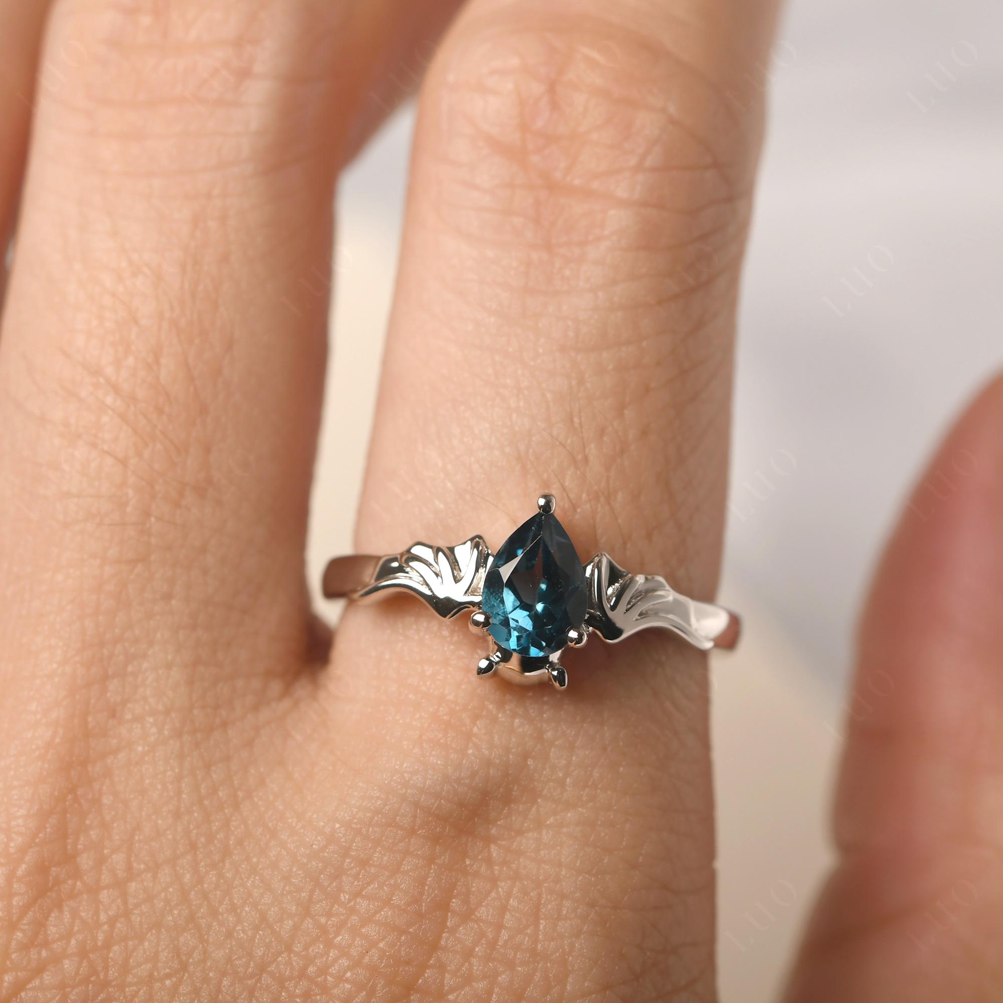 London Blue Topaz Gothic Promise Ring - LUO Jewelry 