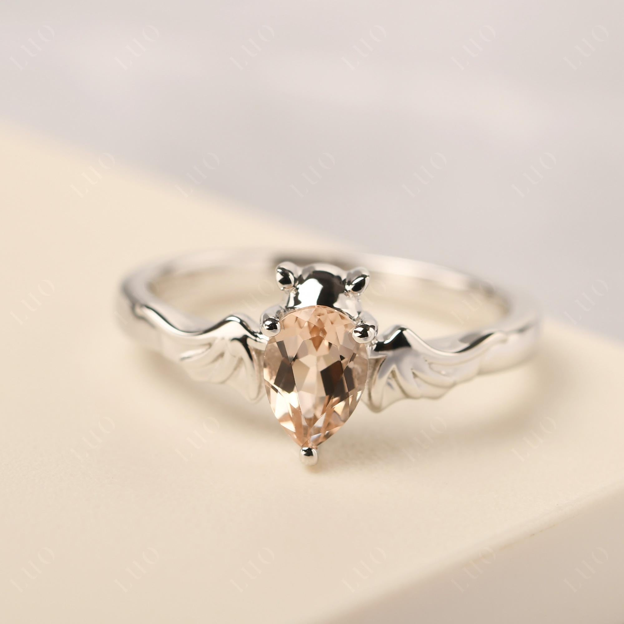 Morganite Bat Engagement Ring - LUO Jewelry 