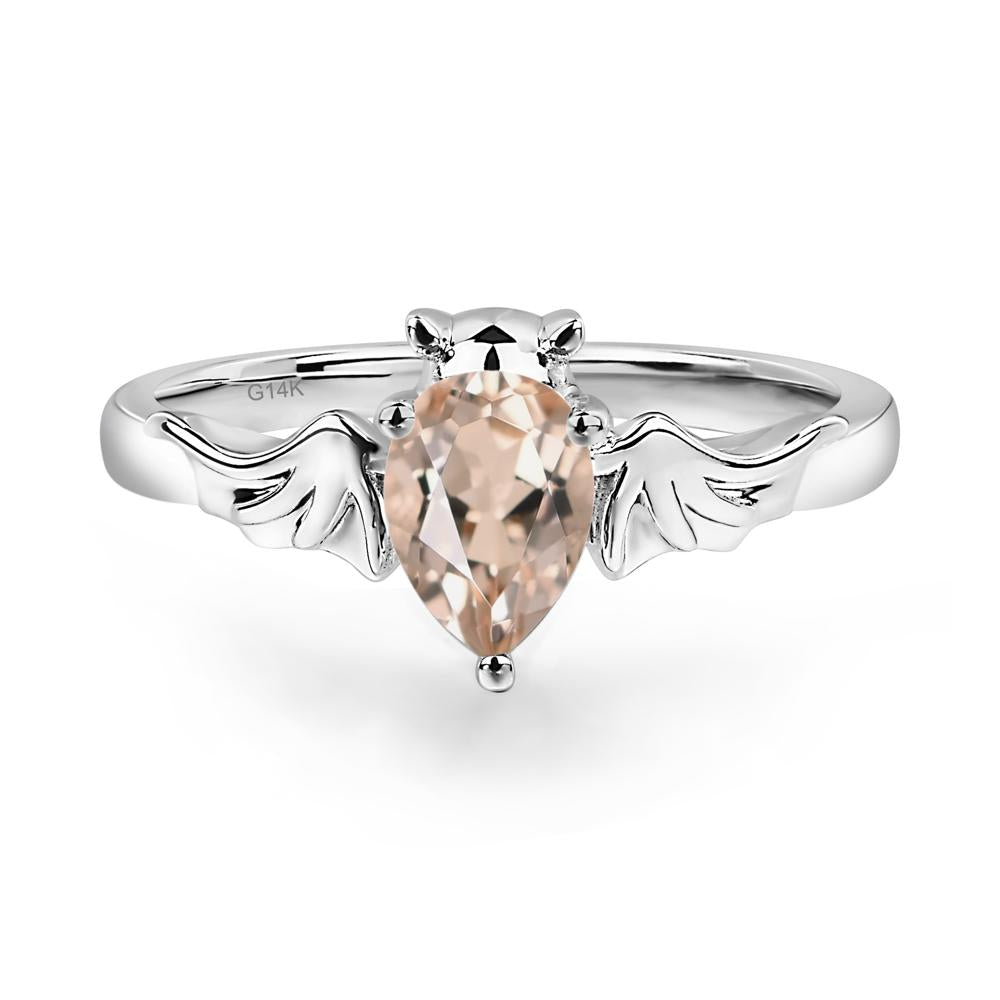 Morganite Bat Engagement Ring - LUO Jewelry #metal_14k white gold