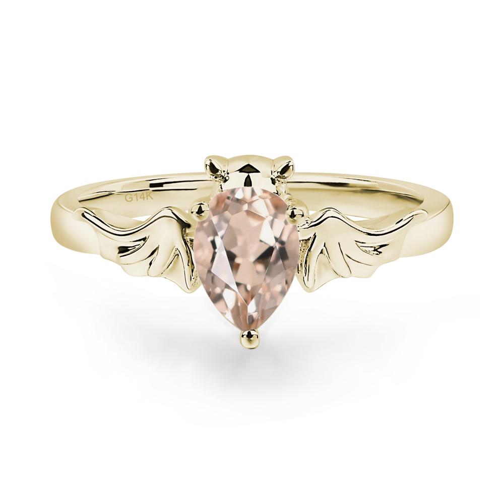 Morganite Bat Engagement Ring - LUO Jewelry #metal_14k yellow gold