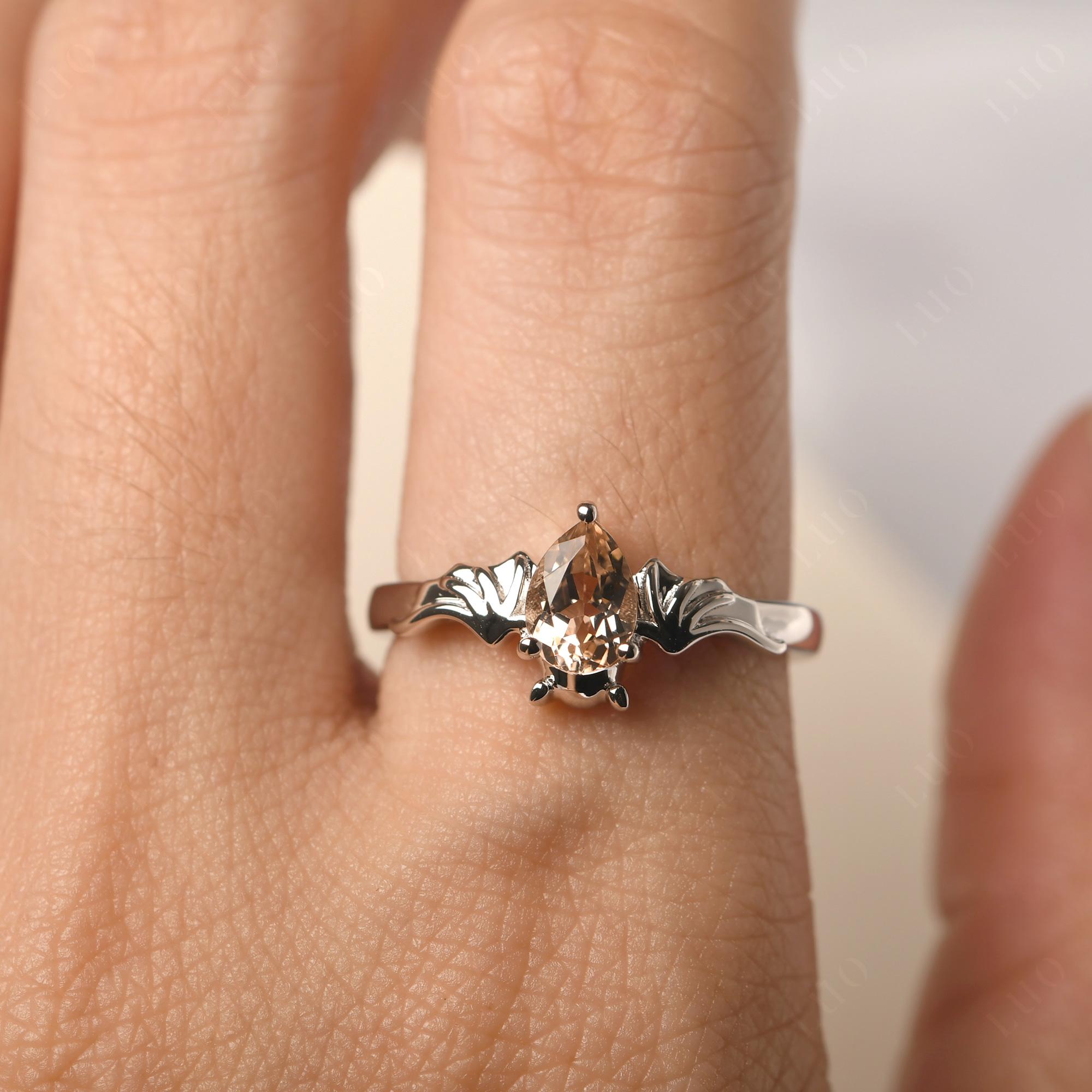 Morganite Bat Engagement Ring - LUO Jewelry 