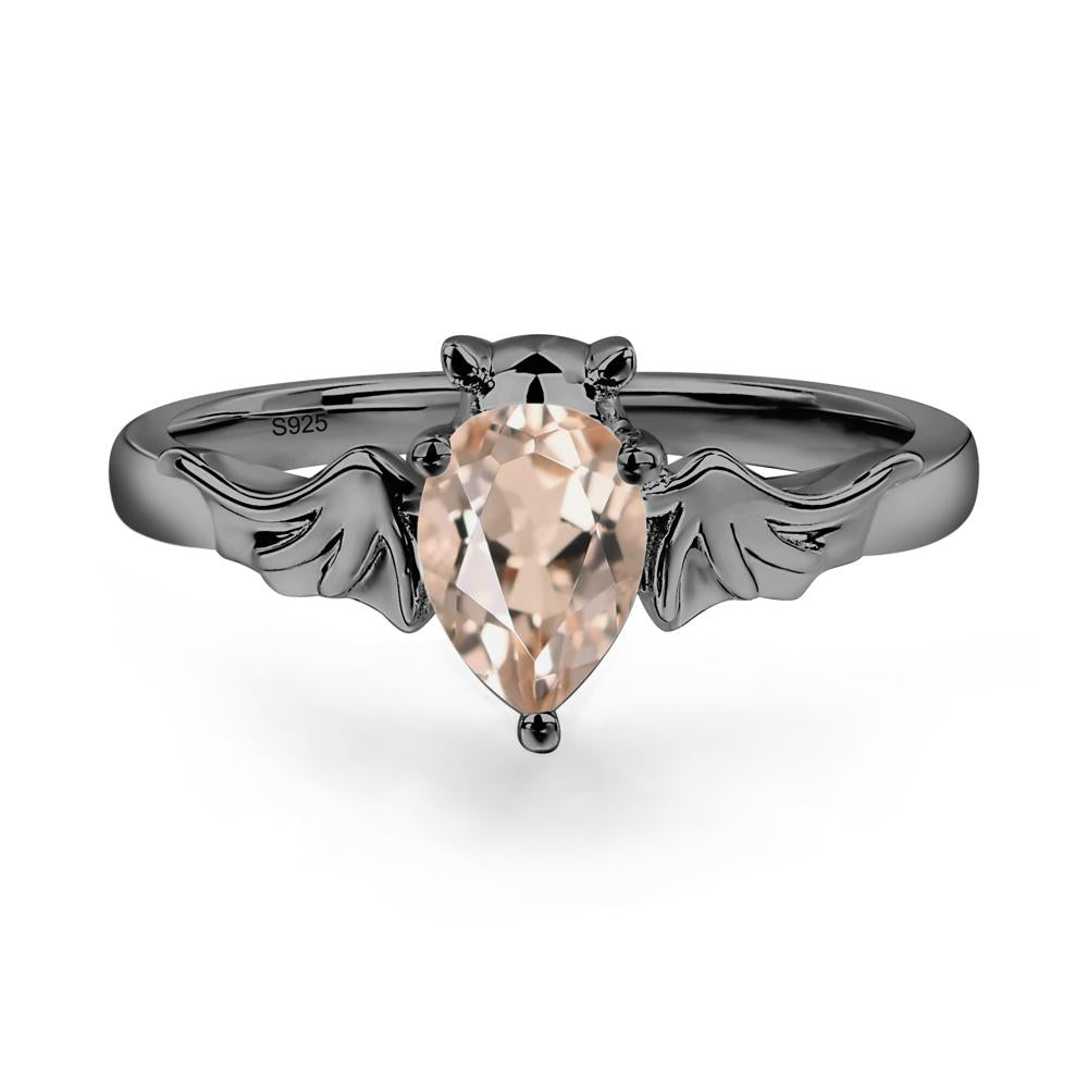 Morganite Bat Engagement Ring - LUO Jewelry #metal_black finish sterling silver