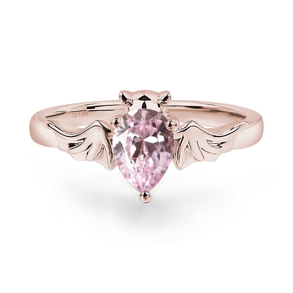 Pink Cubic Zirconia Bat Ring - LUO Jewelry #metal_14k rose gold